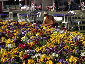 Marylee choosing flowers for her container gardens