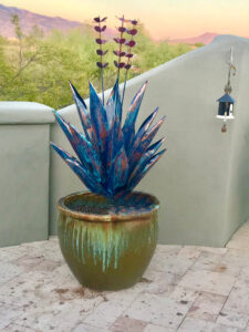 Metal Agave becomes art in your potted garden